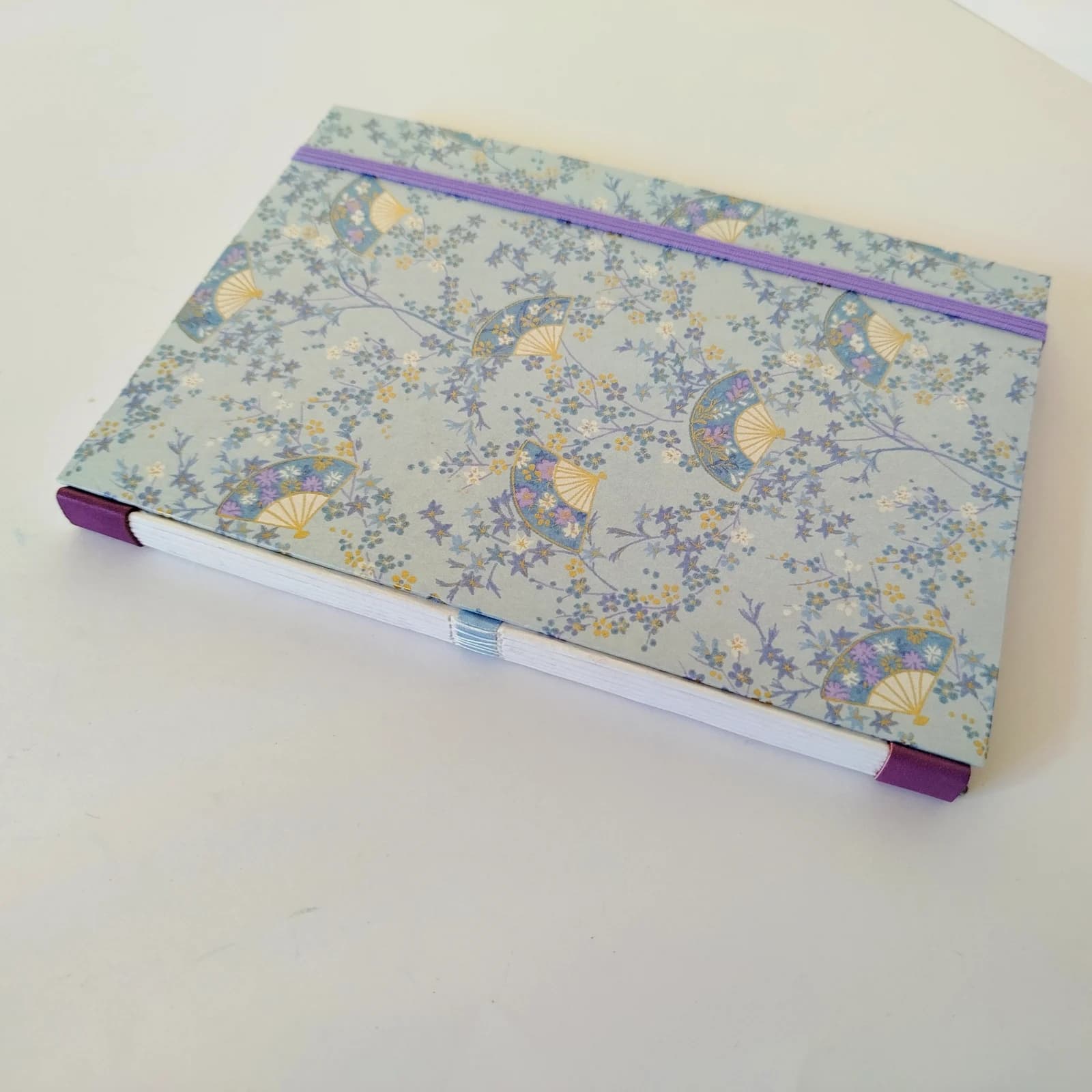 Carnet relié à motif japonais d’éventails et fleurs