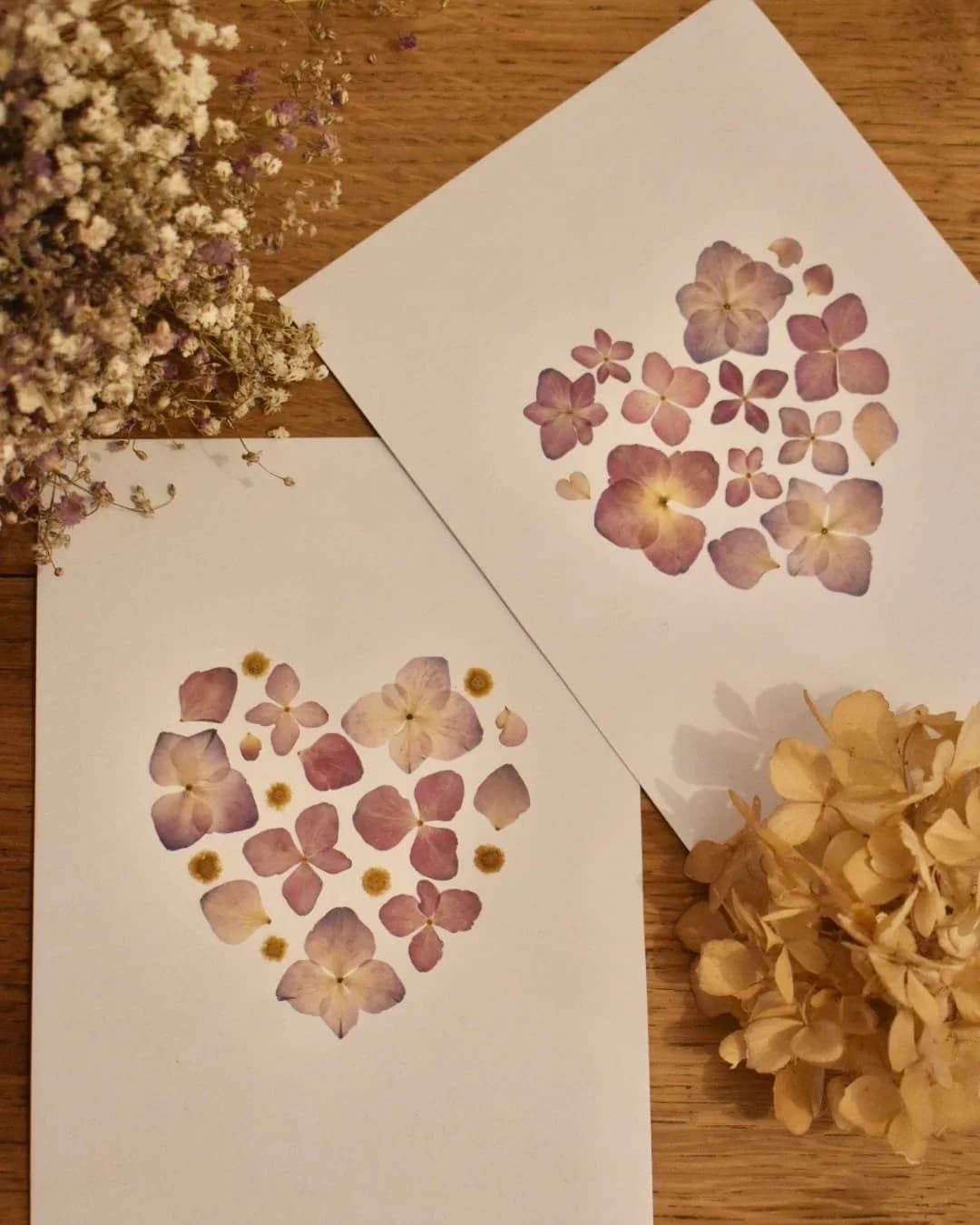 Herbier Coeur fleuri — Hortensia bleu