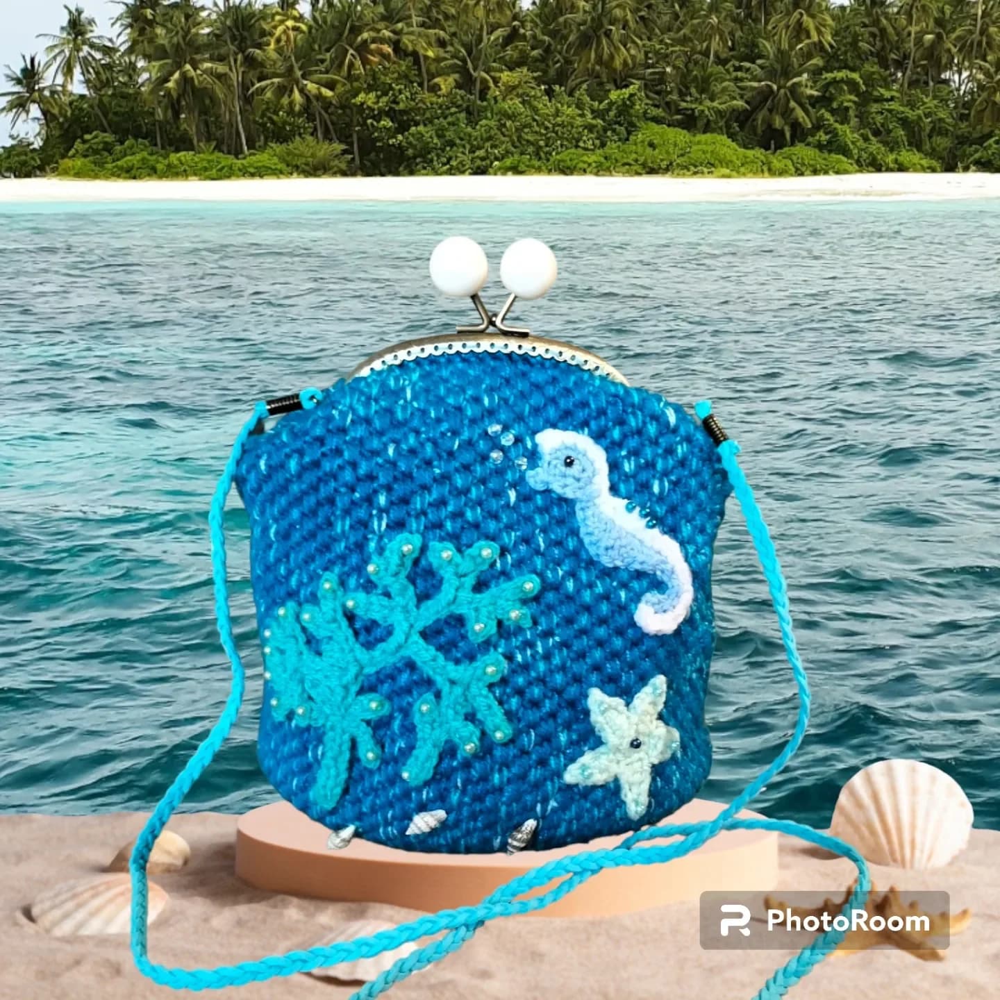 Sac à fermoir rétro au crochet et motifs marins