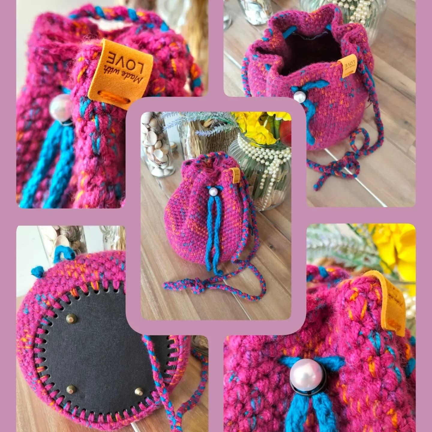 Sac bourse en crochet multicolore