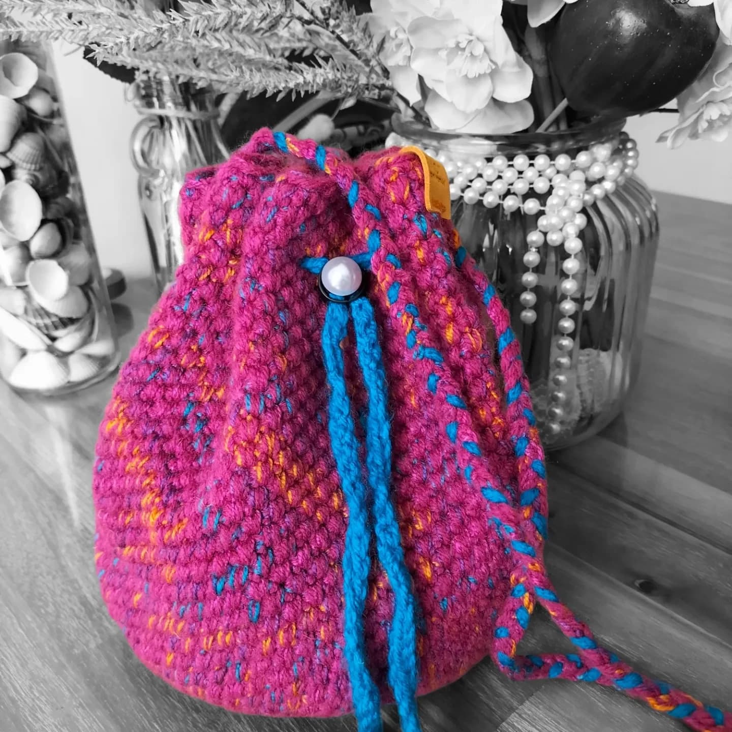 Sac bourse en crochet multicolore