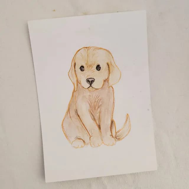Détail des finitions aux crayons de couleur sur un portrait personnalisé à l'aquarelle.