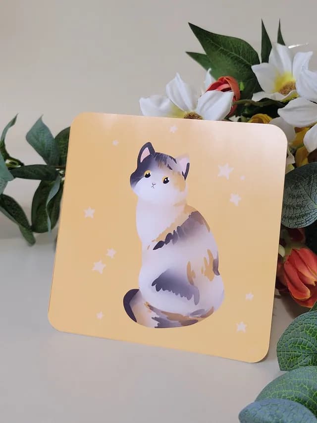 Carte postale double chat jaune - photo 2