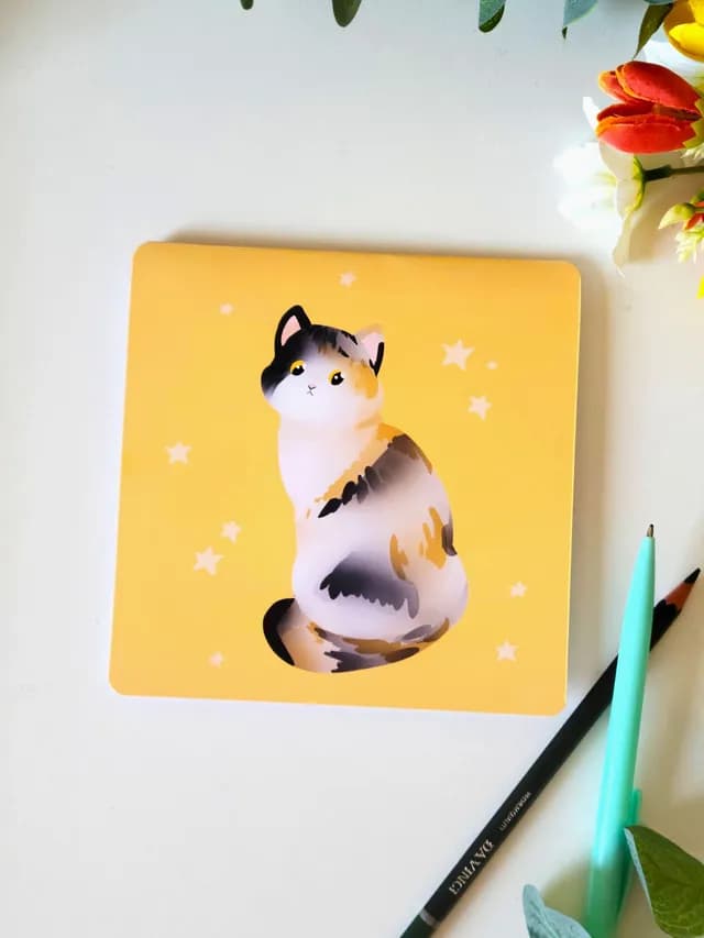 Carte postale double chat jaune - photo 1