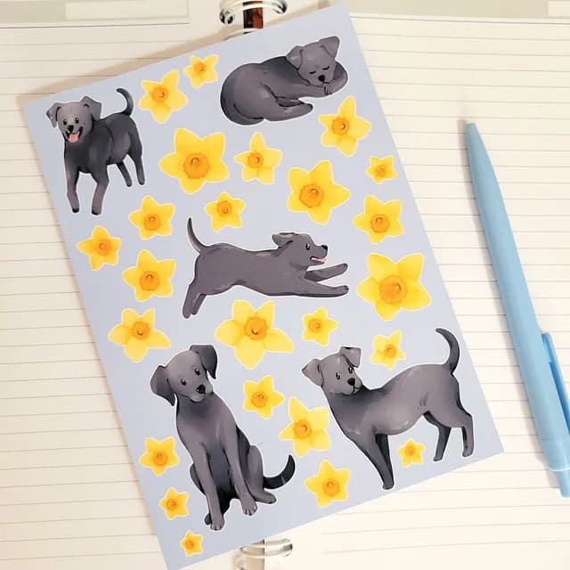 Petite planche d'autocollants labrador noir - photo 1
