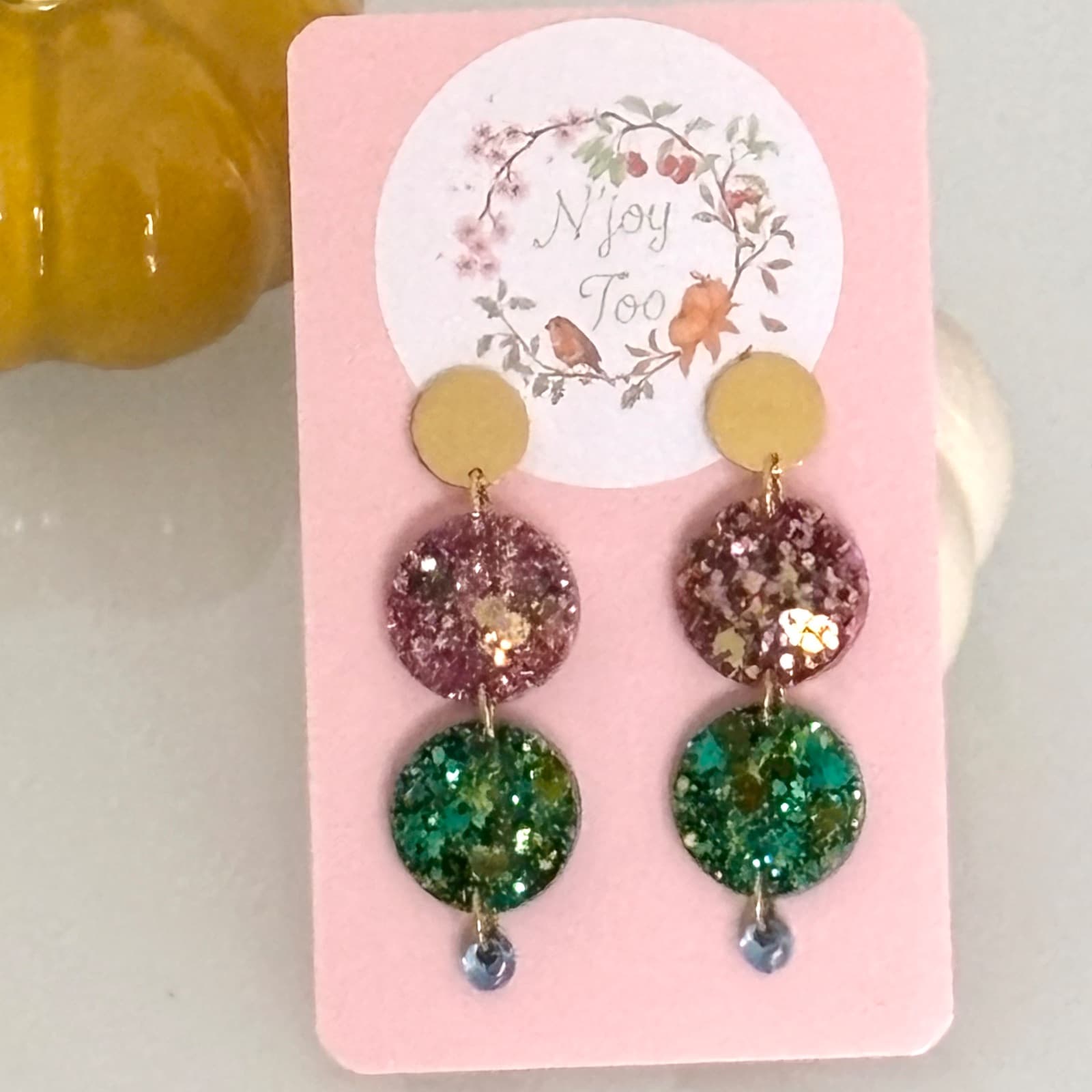 Boucles d’oreilles pendantes Comète à disques pailletés