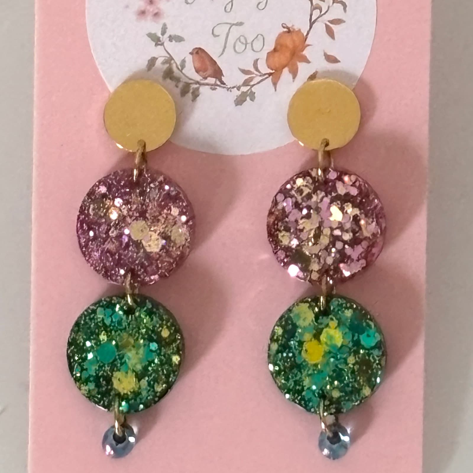 Boucles d’oreilles pendantes Comète à disques pailletés