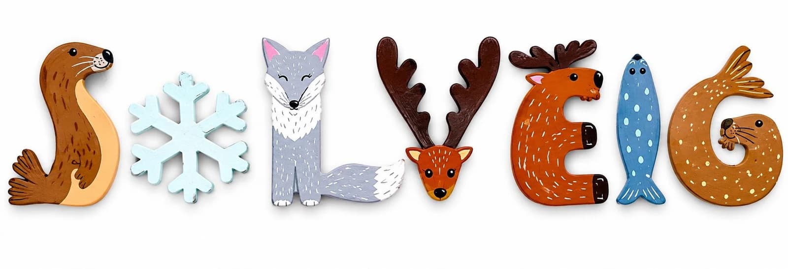 Lettre en bois prénom banquise, pôle Nord, hiver, animaux polaires — prénom de 3 lettres — photo 2