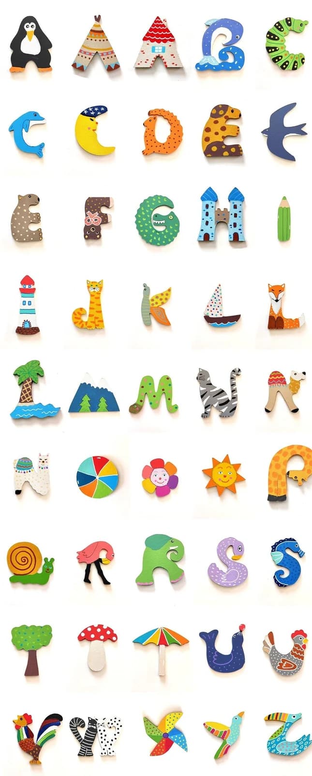 Lettre fantaisie en bois décorative — prénom de 9 lettres