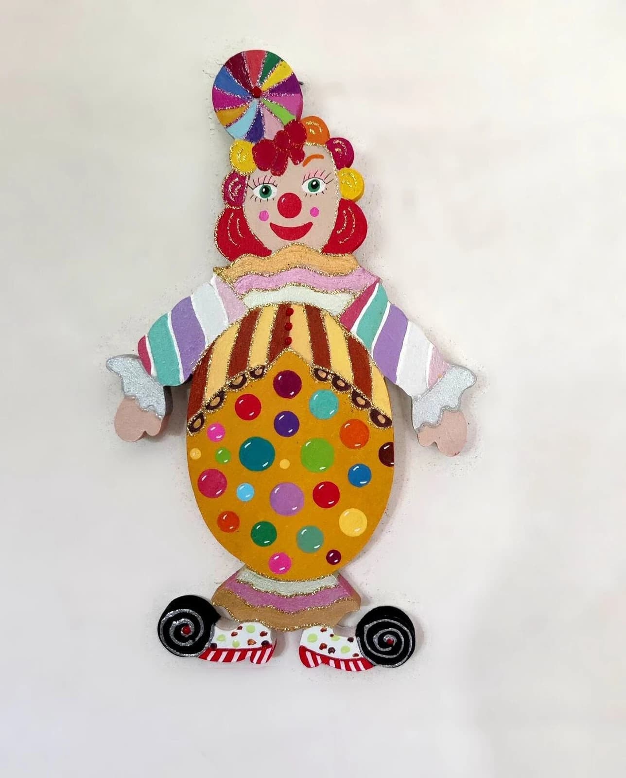 Clown mural en bois Godis, décoration artisanale peinte à la main, cadeau original pour décorer la chambre d'un…