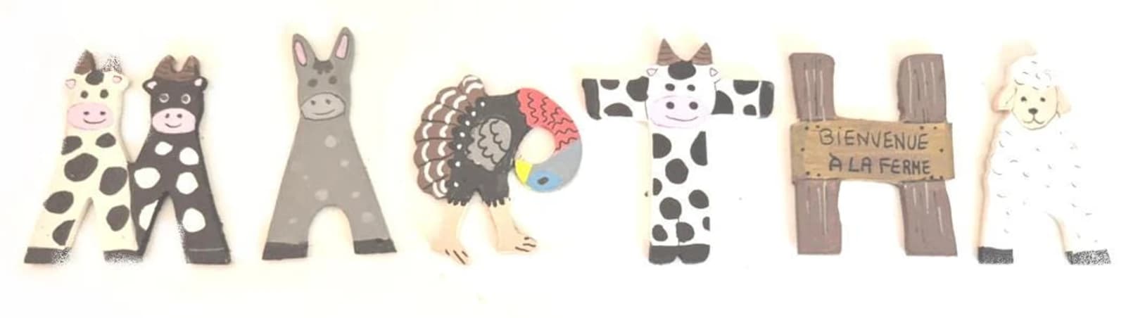 Lettre en bois prénom thème animaux de la ferme — prénom de 1 lettre — photo 2