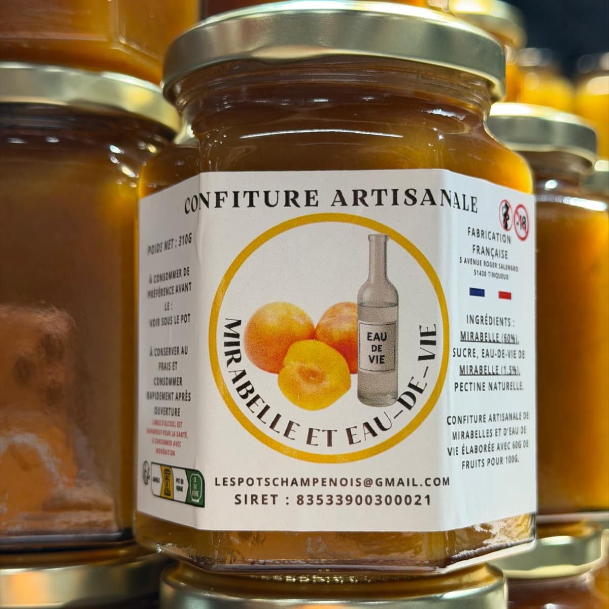 Confiture artisanale mirabelle et eau-de-vie