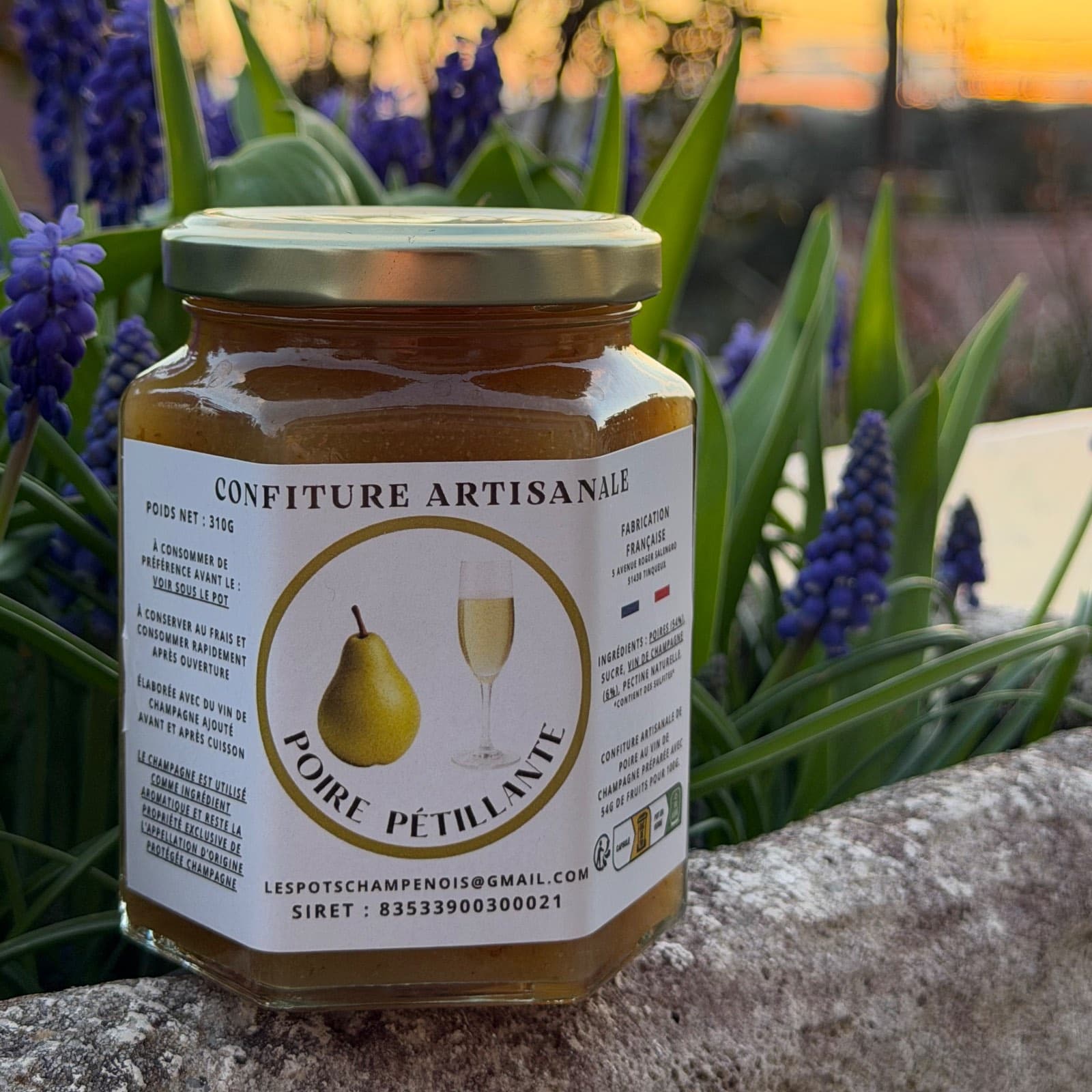 Confiture artisanale de poire au champagne
