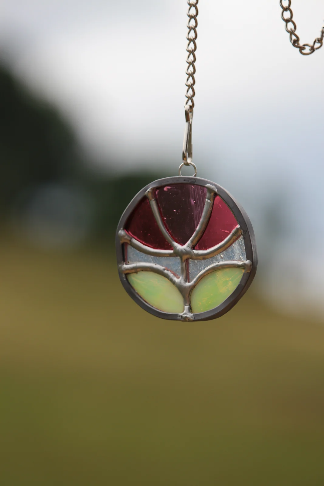 Suspension vitrail fleur