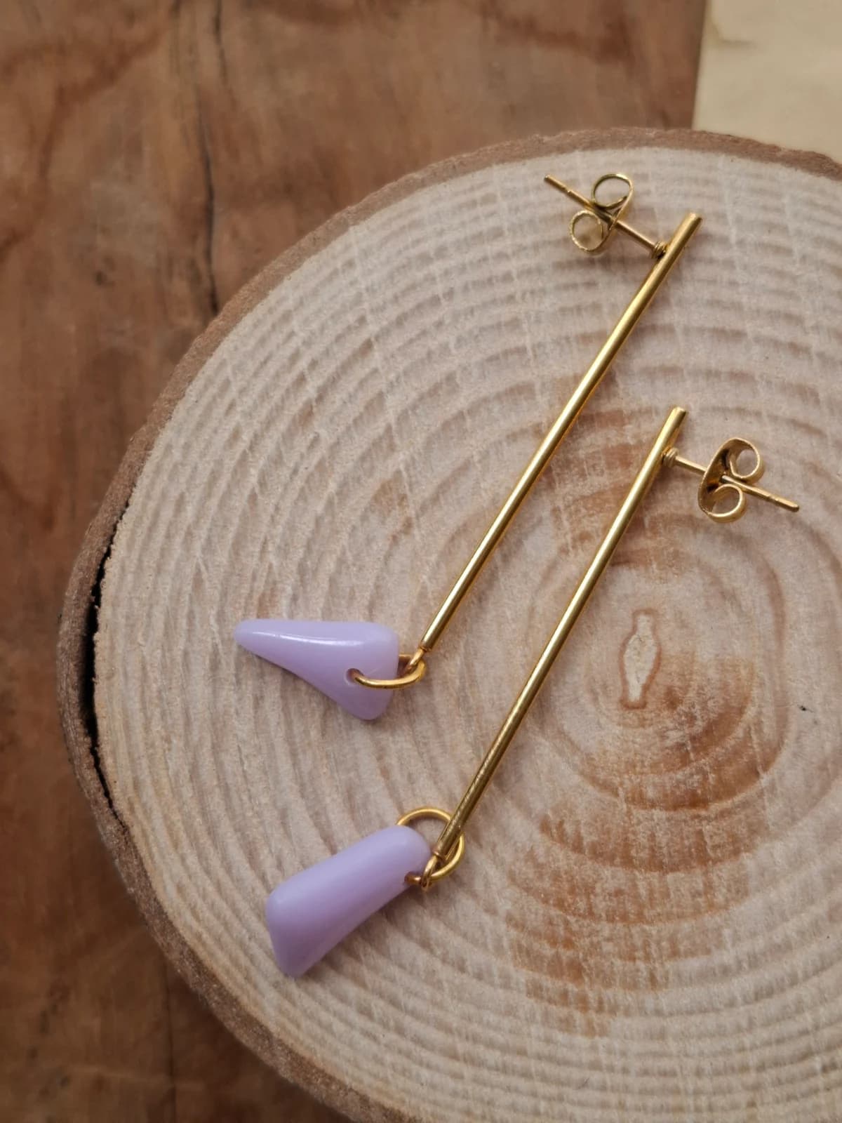 Boucles d’oreilles en verre recyclé - violet