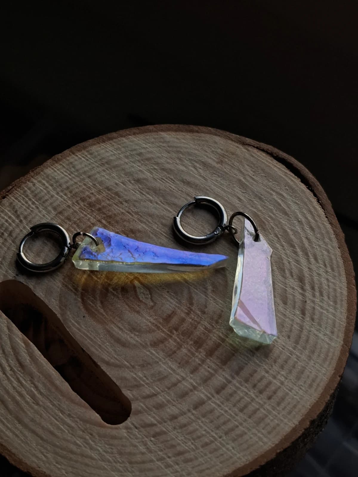 Boucles d’oreilles en verre recyclé - holographique
