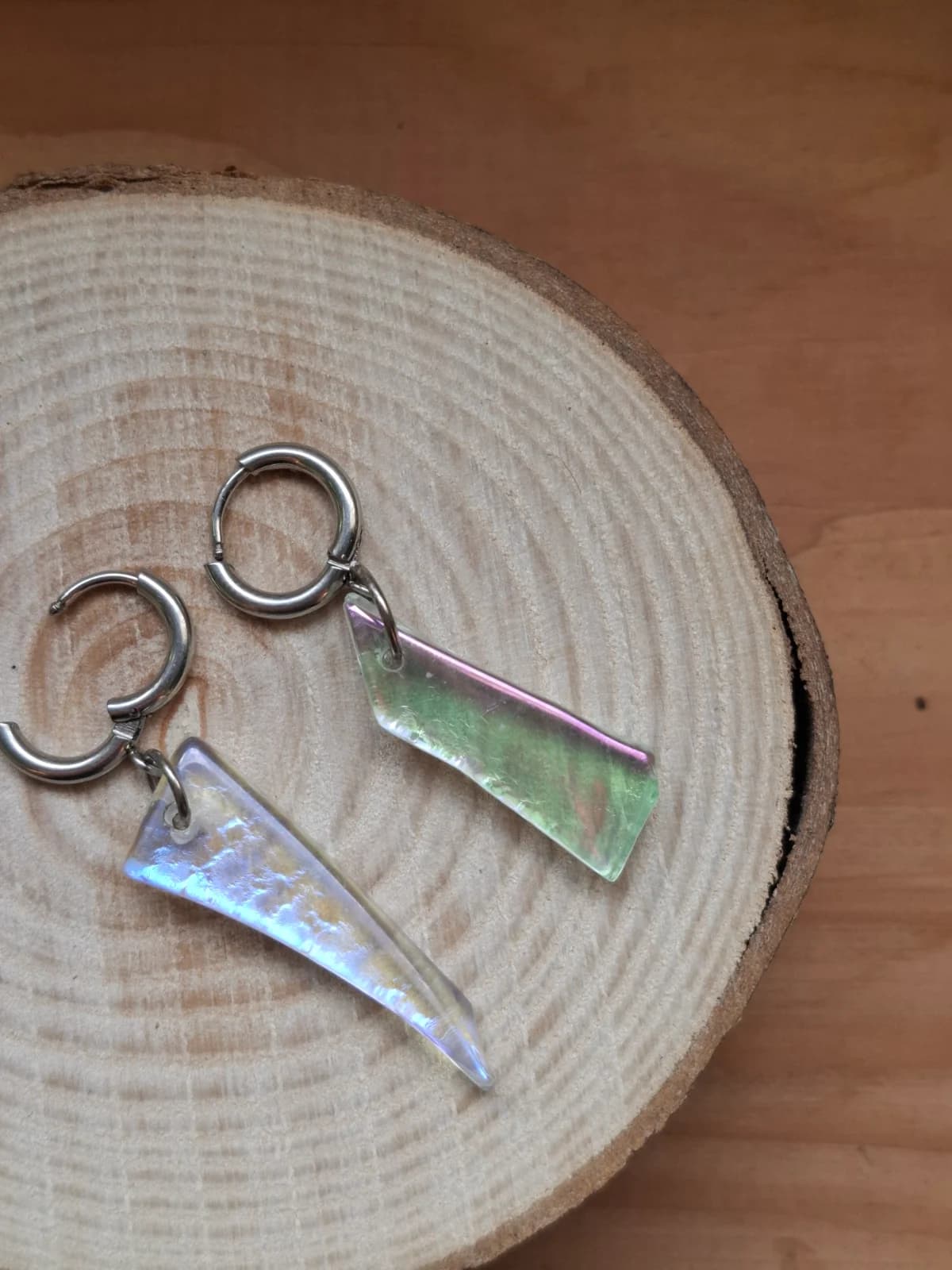 Boucles d’oreilles en verre recyclé - holographique
