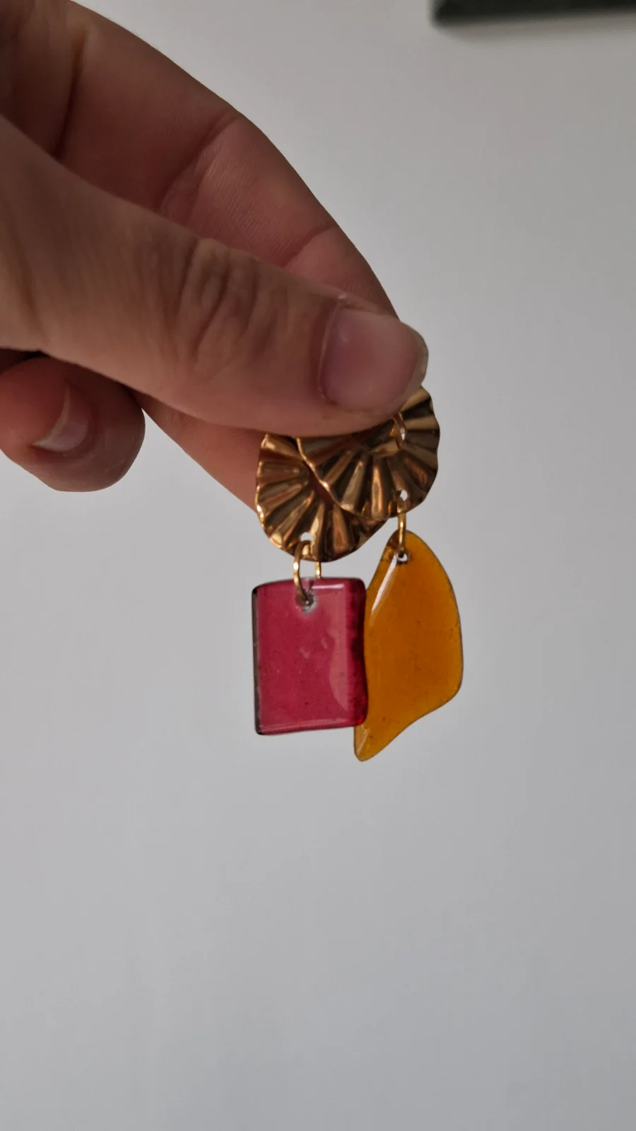 Boucles d’oreilles en verre recyclé - orange et rose
