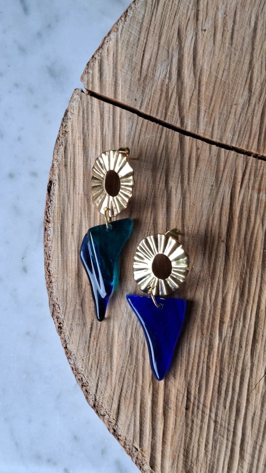 Boucles d’oreilles en verre recyclé - bleus