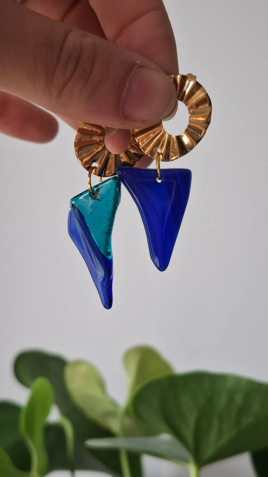 Boucles d’oreilles en verre recyclé - bleus