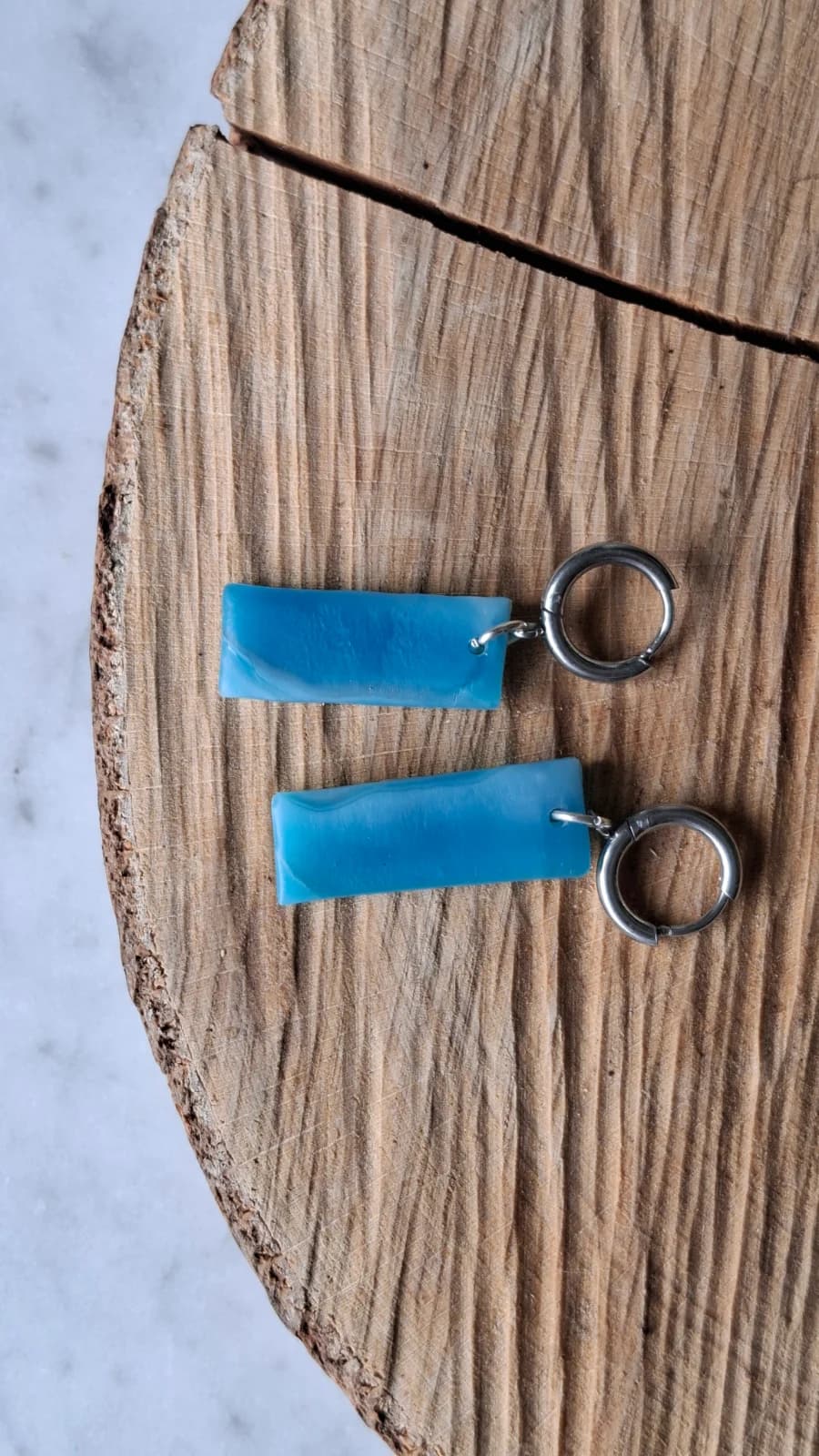 Boucles d’oreilles en verre recyclé - bleu