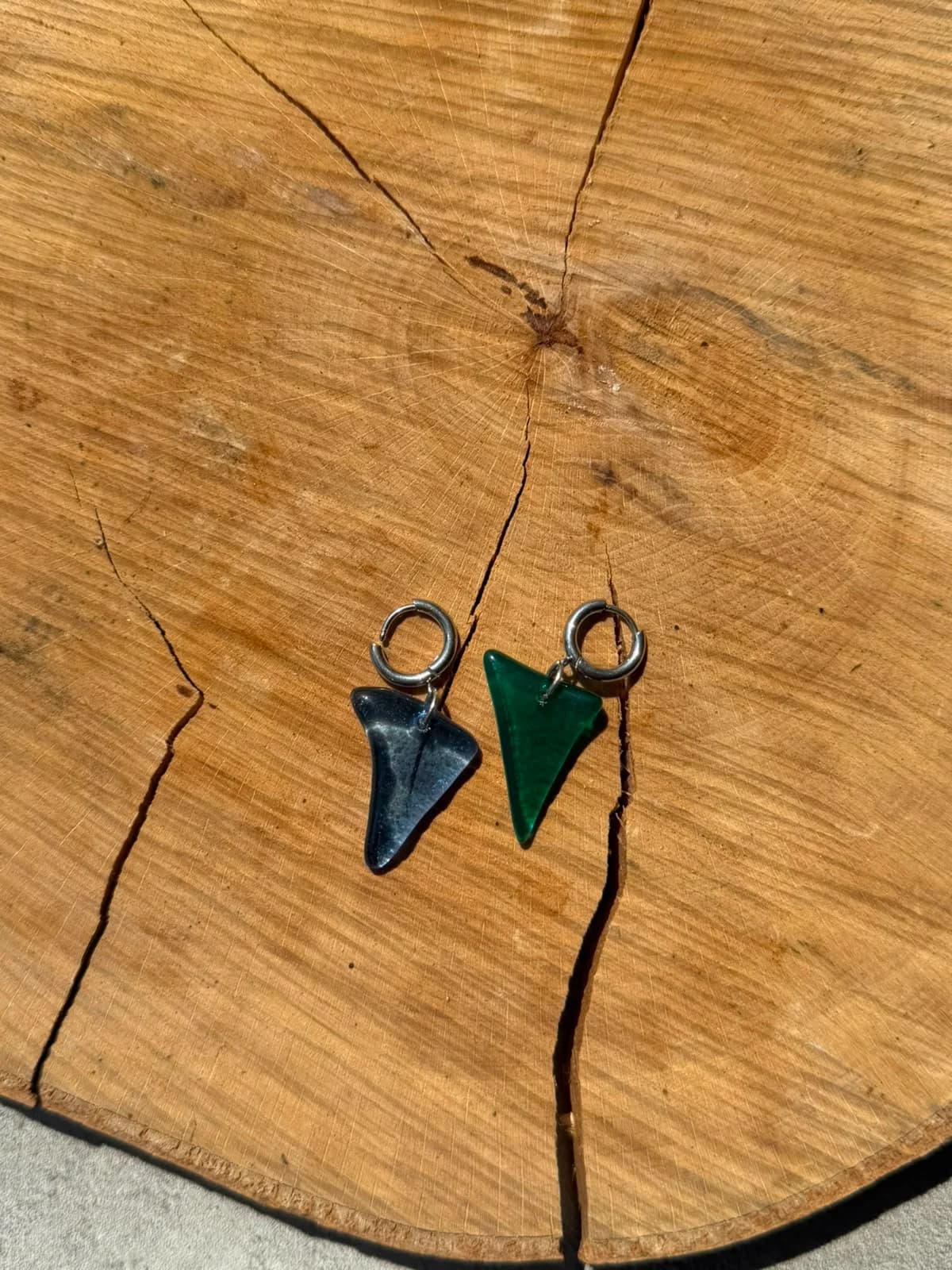 Boucles d’oreilles en verre recyclé - bleu et vert