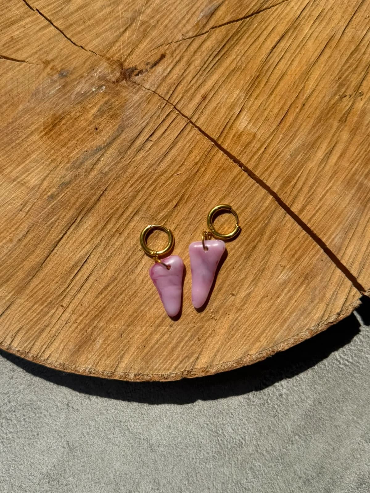 Boucles d’oreilles en verre recyclé - rose