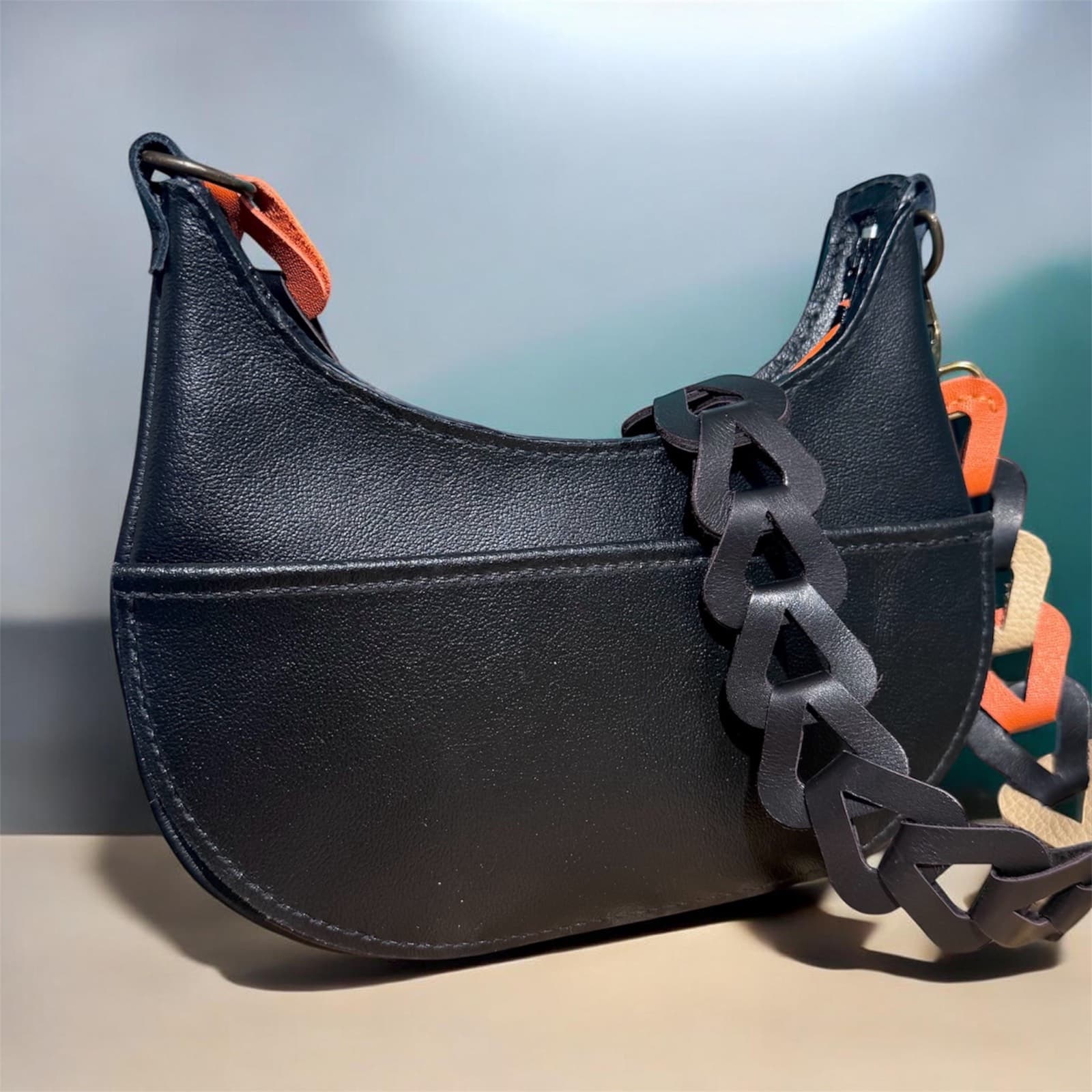 Sac en cuir J.N, taille S noir