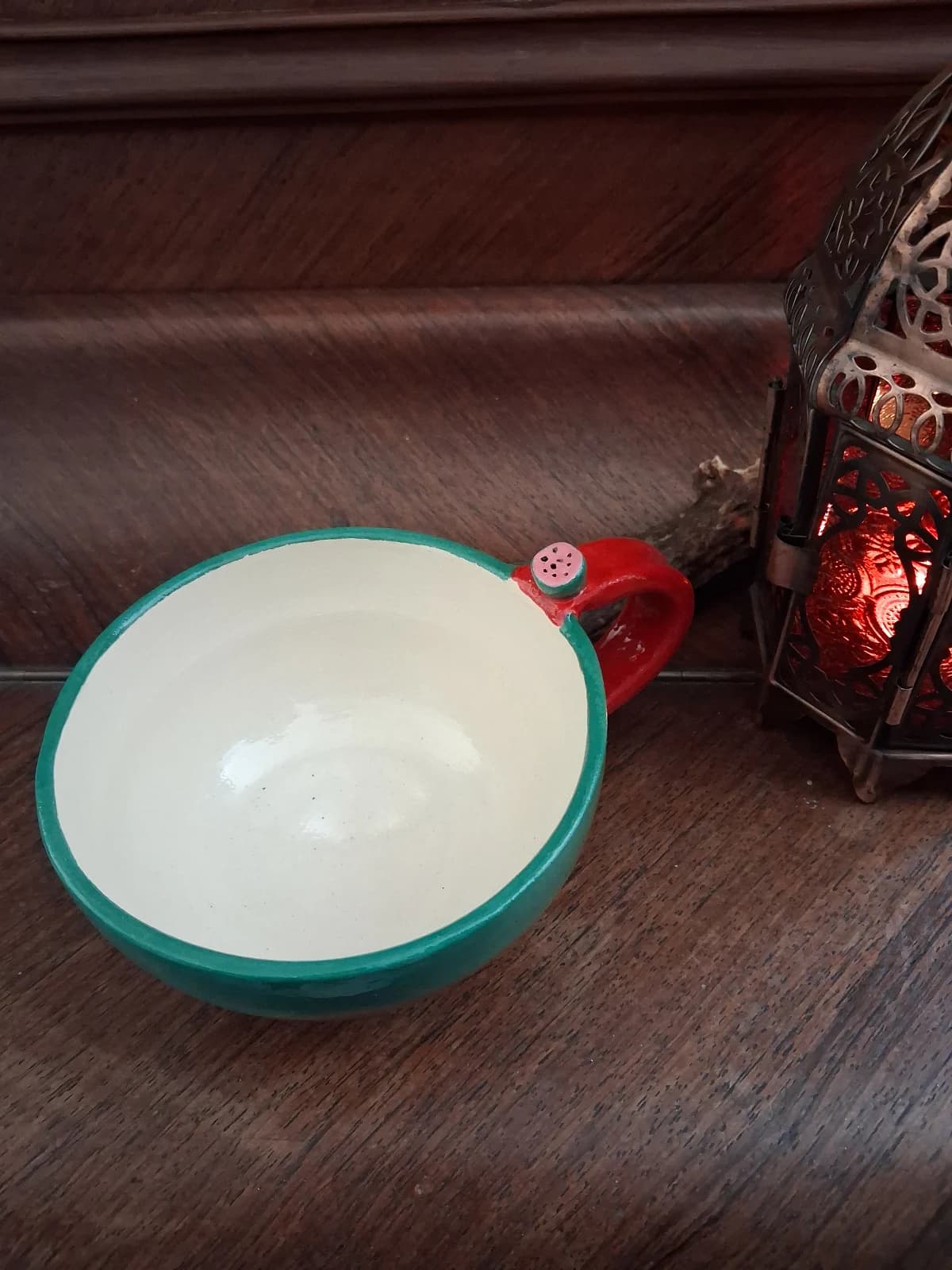 Tasse artisanale en céramique émaillée Pastèque