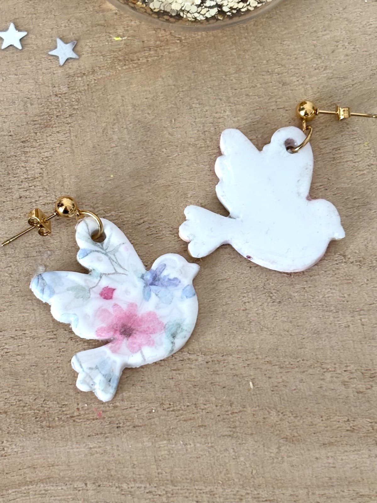 Boucles d’oreilles Sweet Bird fleuries
