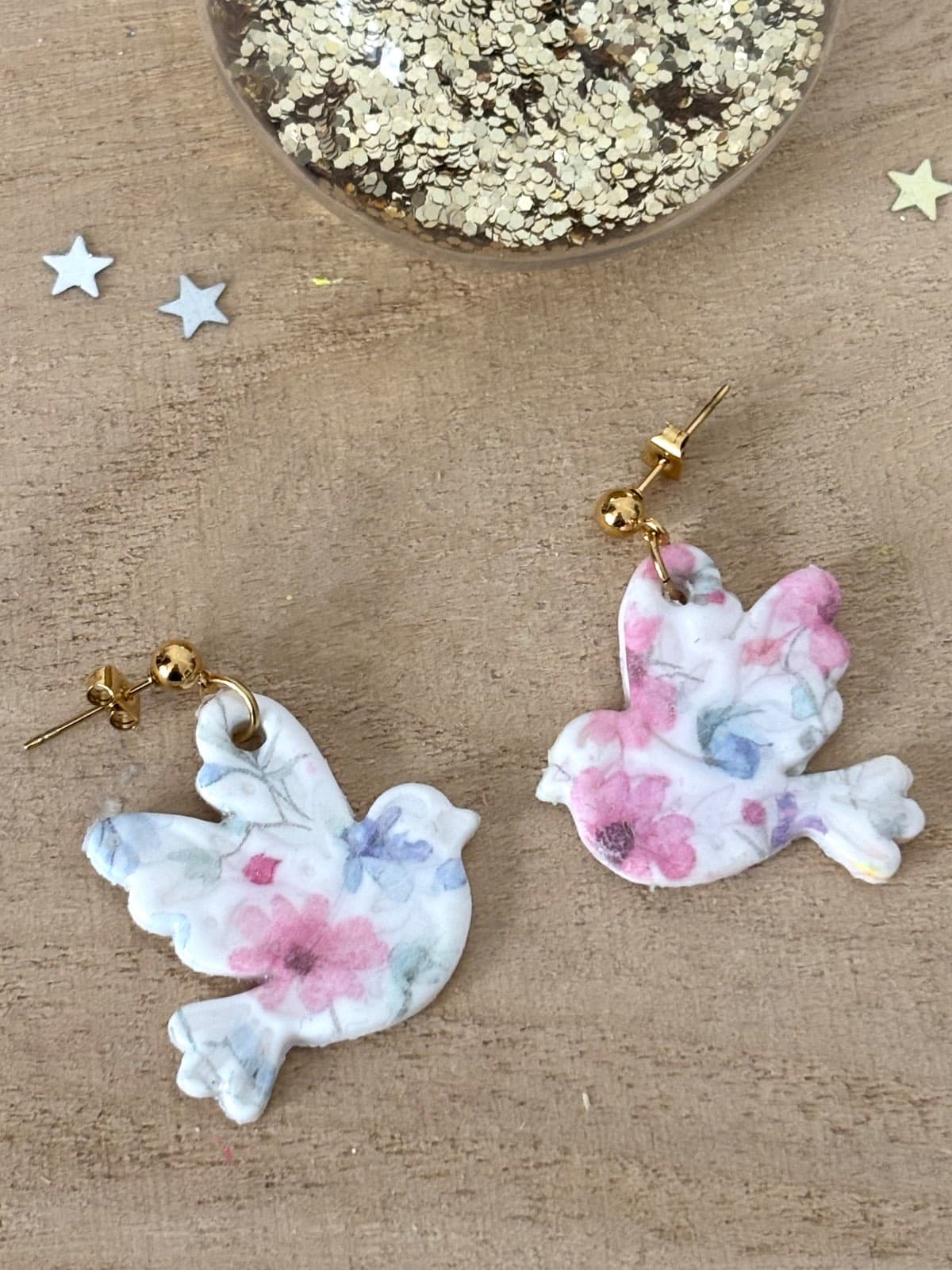 Boucles d’oreilles Sweet Bird fleuries