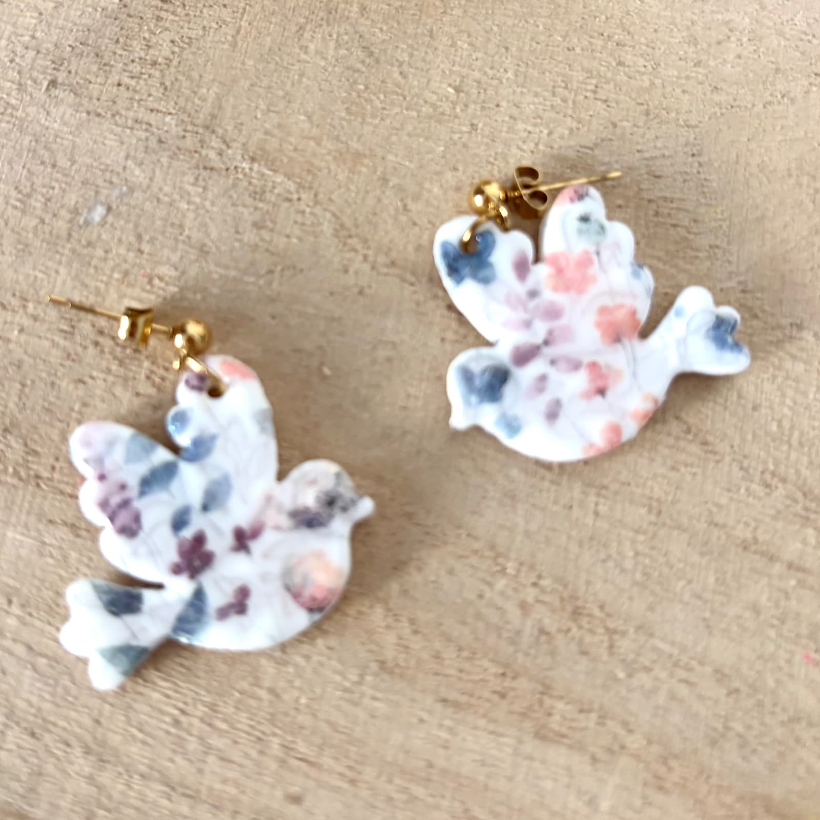 Boucles d’oreilles Sweet Bird fleuries