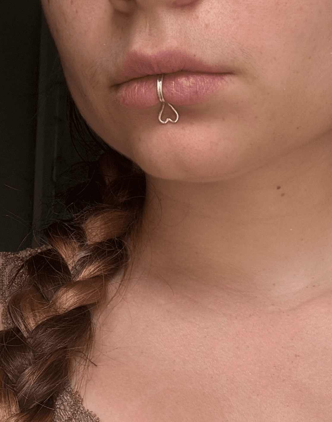 Bague de bouche en argent avec motif cœur