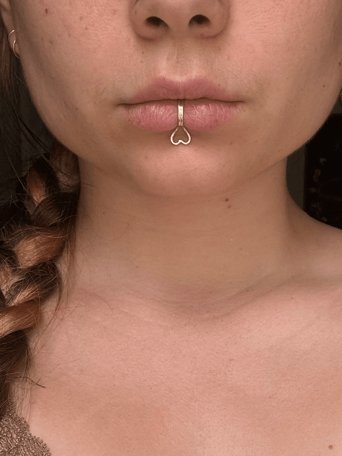 Bague de bouche en argent avec motif cœur